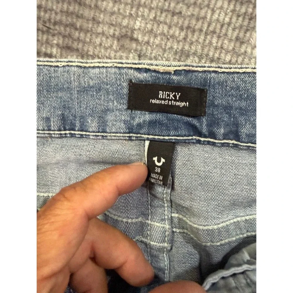 True Religion‎ Ricky Relaxed Straight No FlapJeans Light Wash Blue Mens 38x31